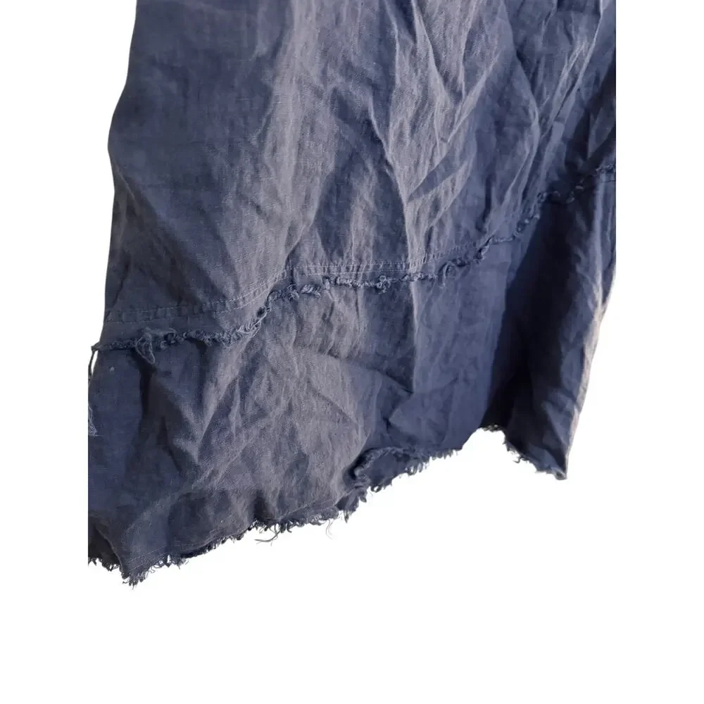 Camille & Co Sz S Oversized Blue 100% Pre-shrunk Linen Lagenlook Raw Seam Tunic - Picture 5 of 8